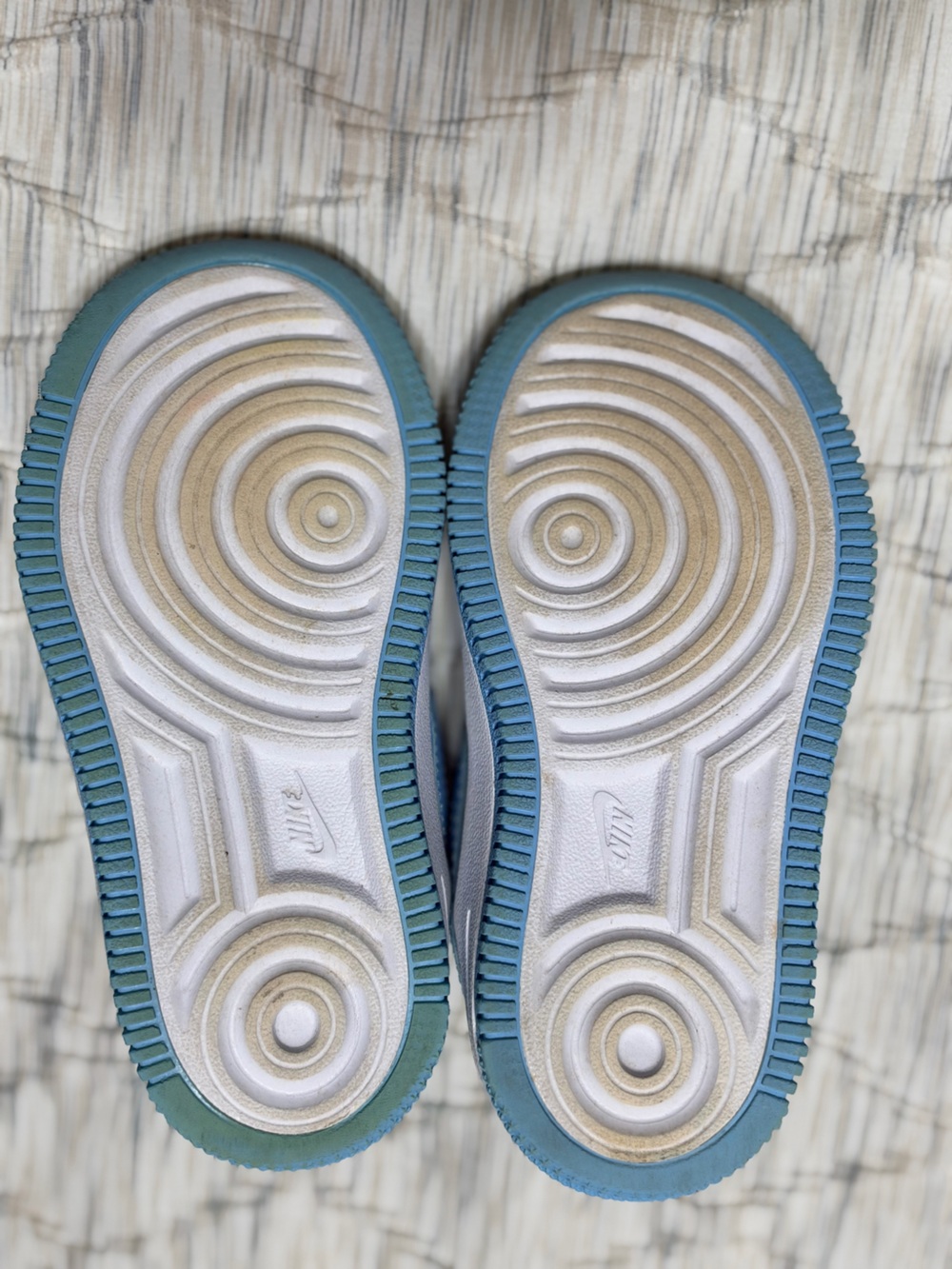 NIKE Air Force 1 Low Easy On Toddler White and Aqua Blue Outdoor Sneakers Sz 8C - Picture 10 of 10